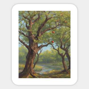 Apple Picture Meadow Beautiful Vintage Retro Sticker